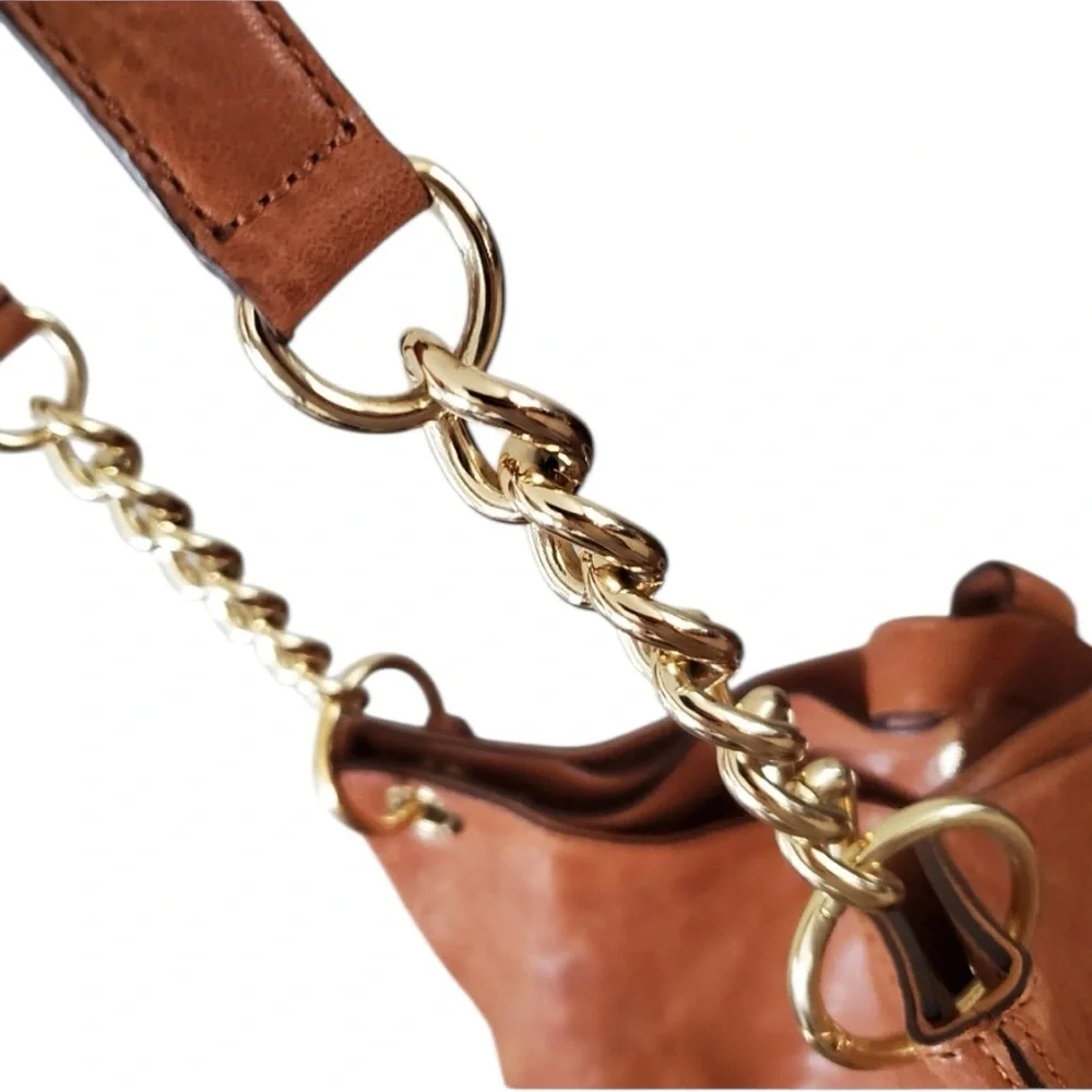 EUC Michael Kors Uptown Astor Brown Hobo Bag Boho style gold hardware - Picture 4 of 13